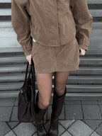 Nicole Suede Cropped Coat & Skirt Set