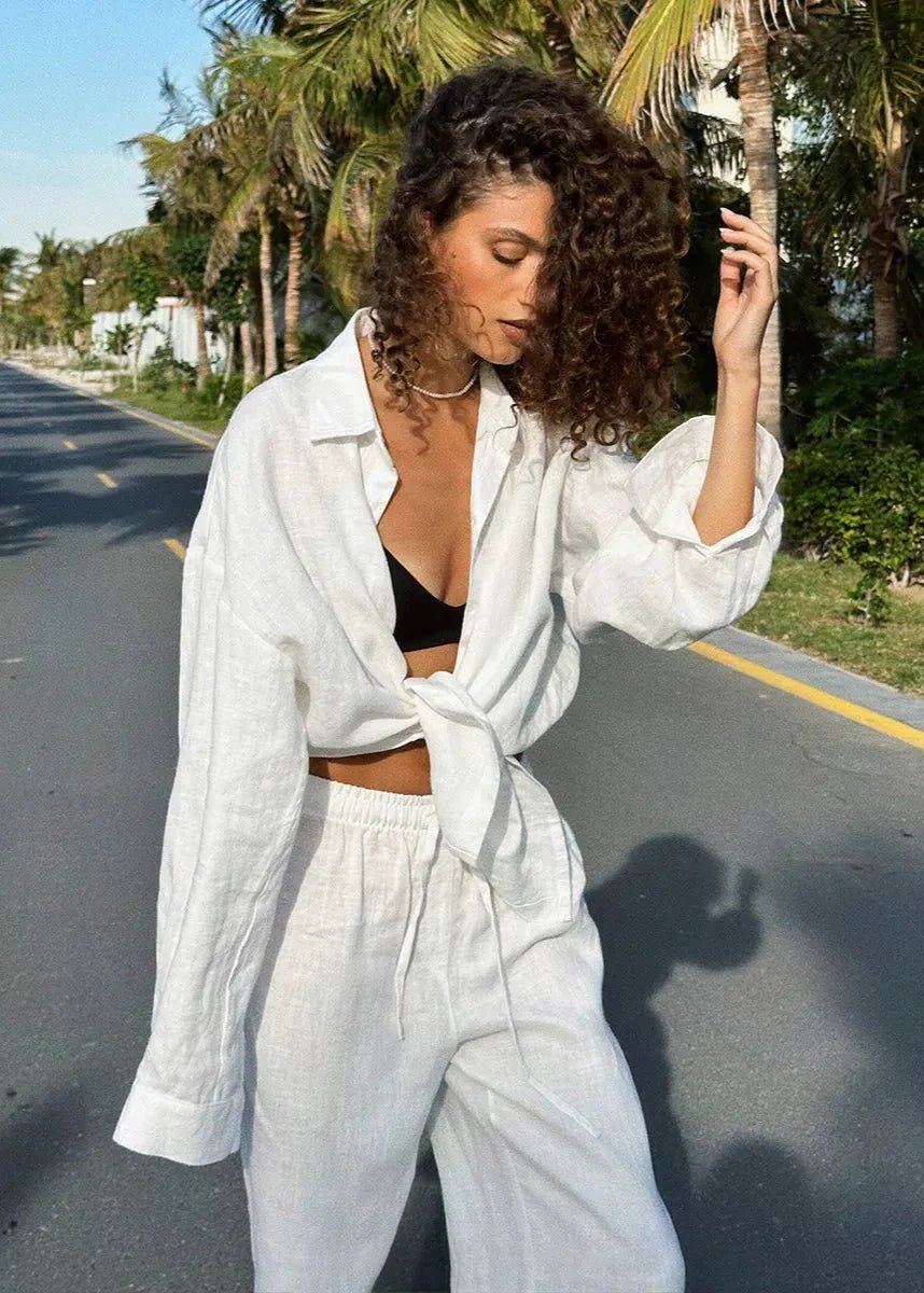 Nyla Cotton Shirt & Lounge Pants Set