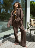 Nyla Cotton Shirt & Lounge Pants Set
