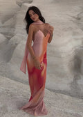 Octavia Open-Back Ombre Satin Dress
