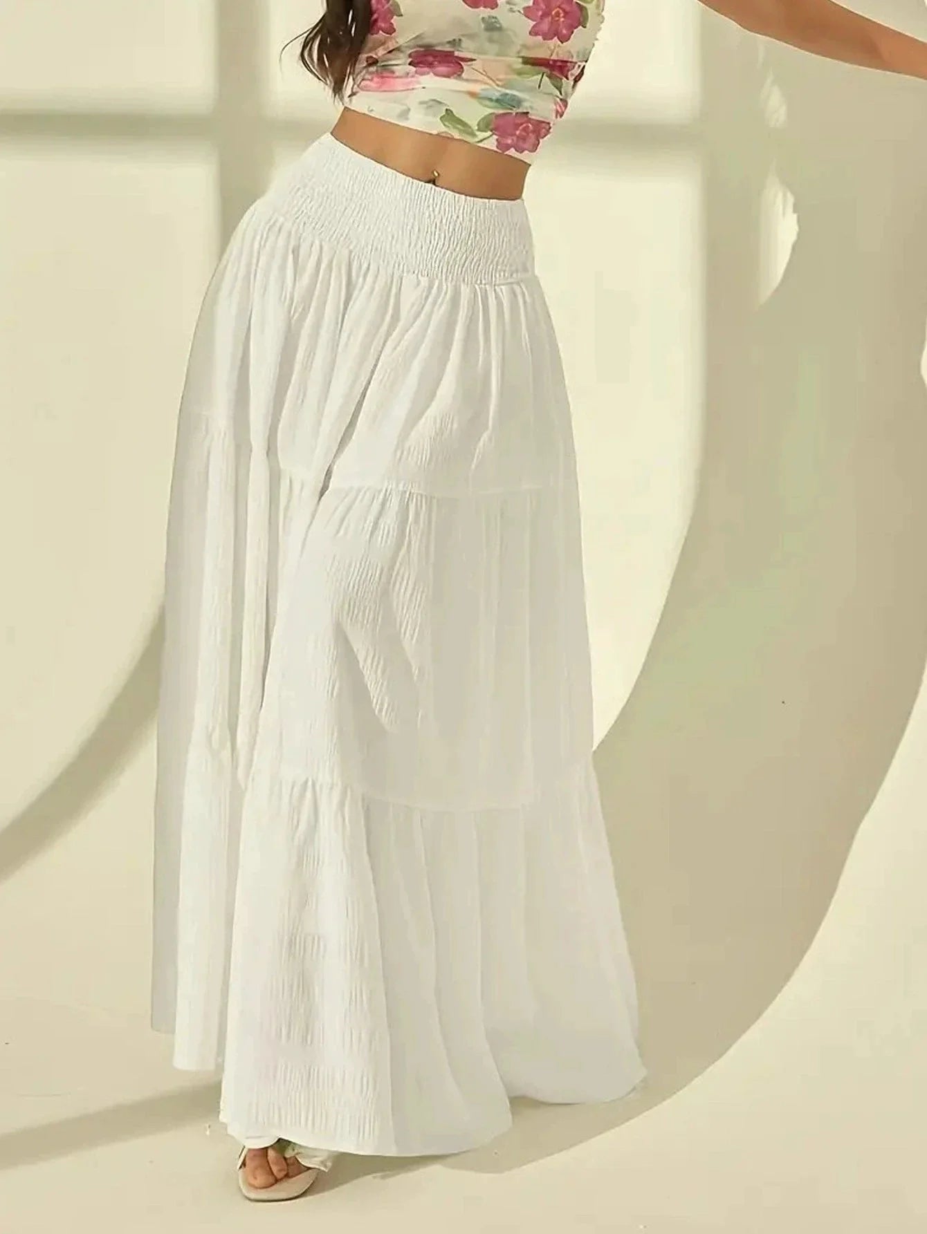 Octavia Tiered Maxi Skirt Elastic Waist