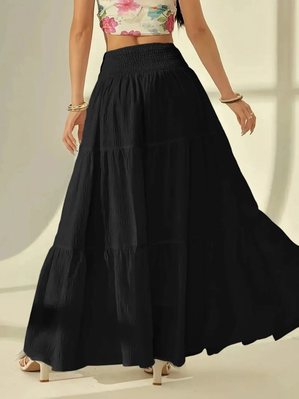 Octavia Tiered Maxi Skirt Elastic Waist