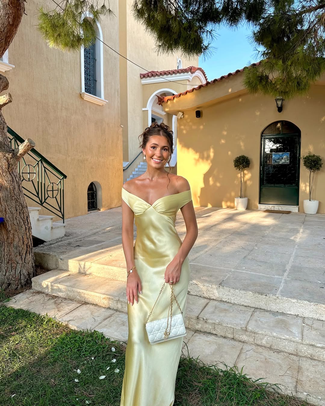 Ophelia Offshoulder Satin Maxi Dress