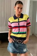 Rachel Colorblock Knit Polo Top
