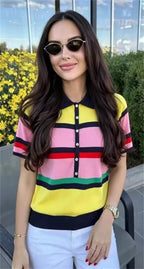 Rachel Colorblock Knit Polo Top