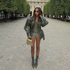 Rebecca Belted Leather Jacket