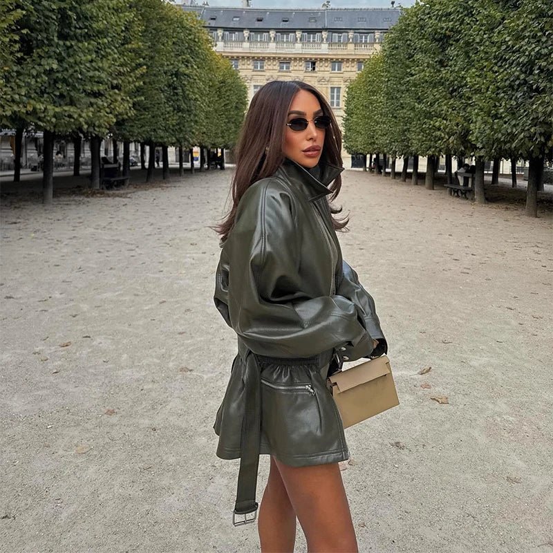 Rebecca Belted Leather Jacket