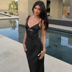 Renata Lace-Up Spaghetti Strap Maxi Dress