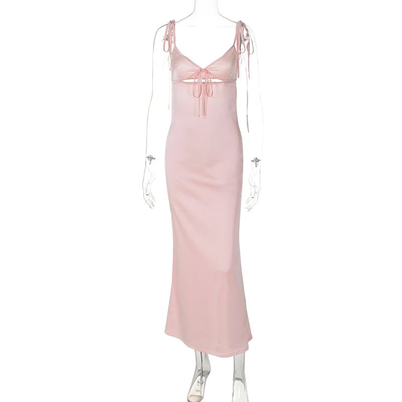 Renata Lace-Up Spaghetti Strap Maxi Dress