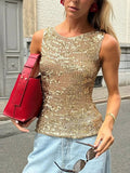 Ria Sequin Crochet Tank Top