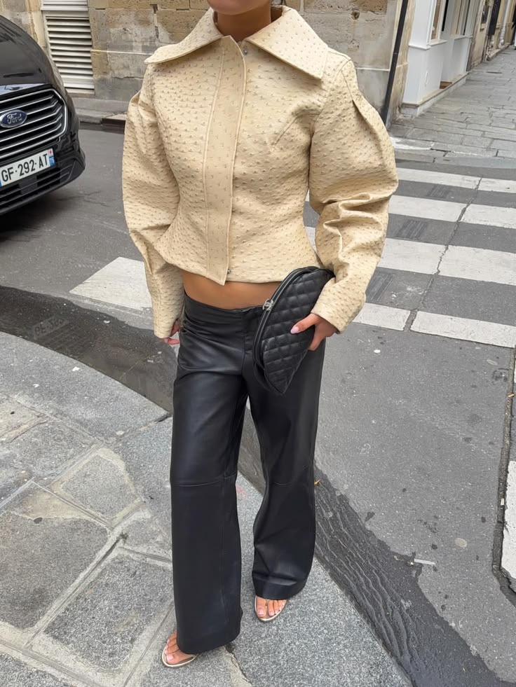 Rionna Ostrich Faux Leather Jacket