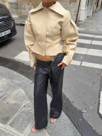 Rionna Ostrich Faux Leather Jacket