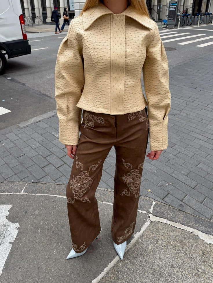 Rionna Ostrich Faux Leather Jacket