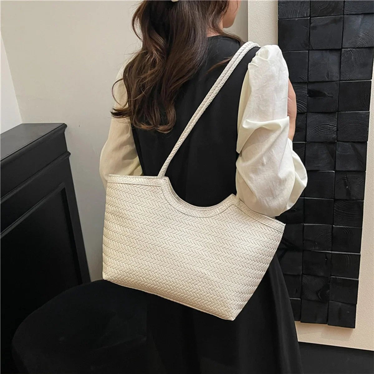 Romy Textured Weave Handbag