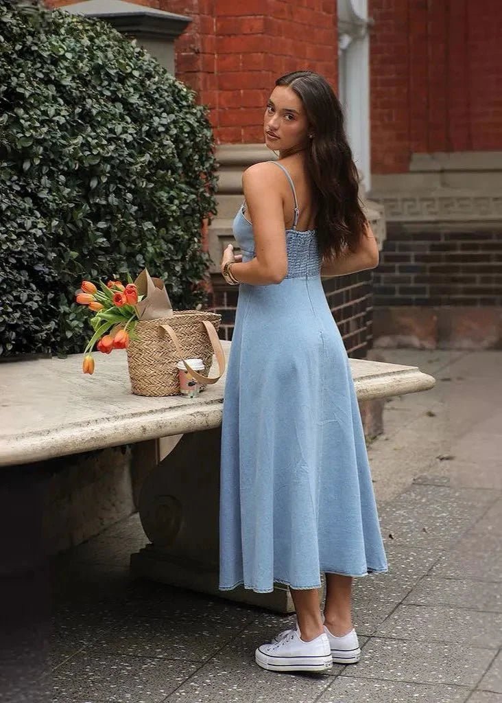 Ruslana Corset Denim Midi Dress