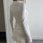 Sabine Ribbed Lace Trim V-Neck Blouse