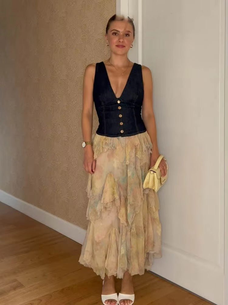 Sabine Tiered Boho Maxi Skirt