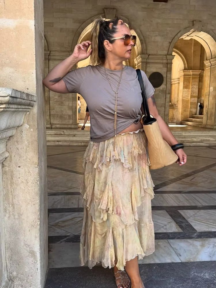 Sabine Tiered Boho Maxi Skirt