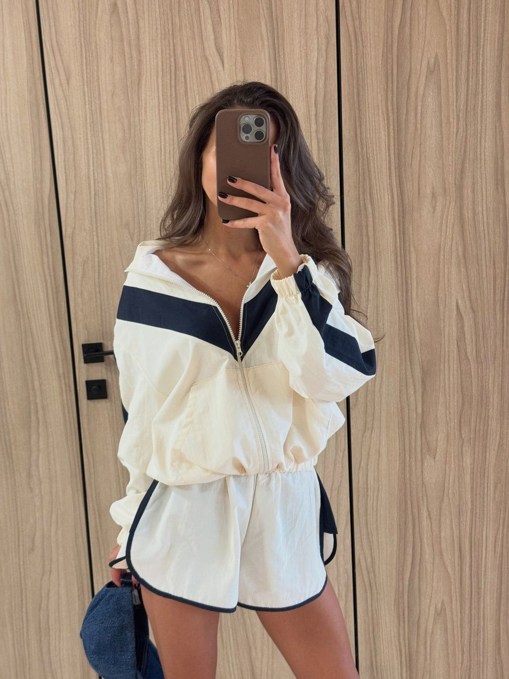Sandra Chevron Windbreaker Shorts Set