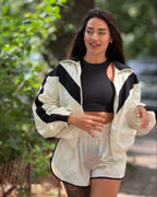 Sandra Chevron Windbreaker Shorts Set