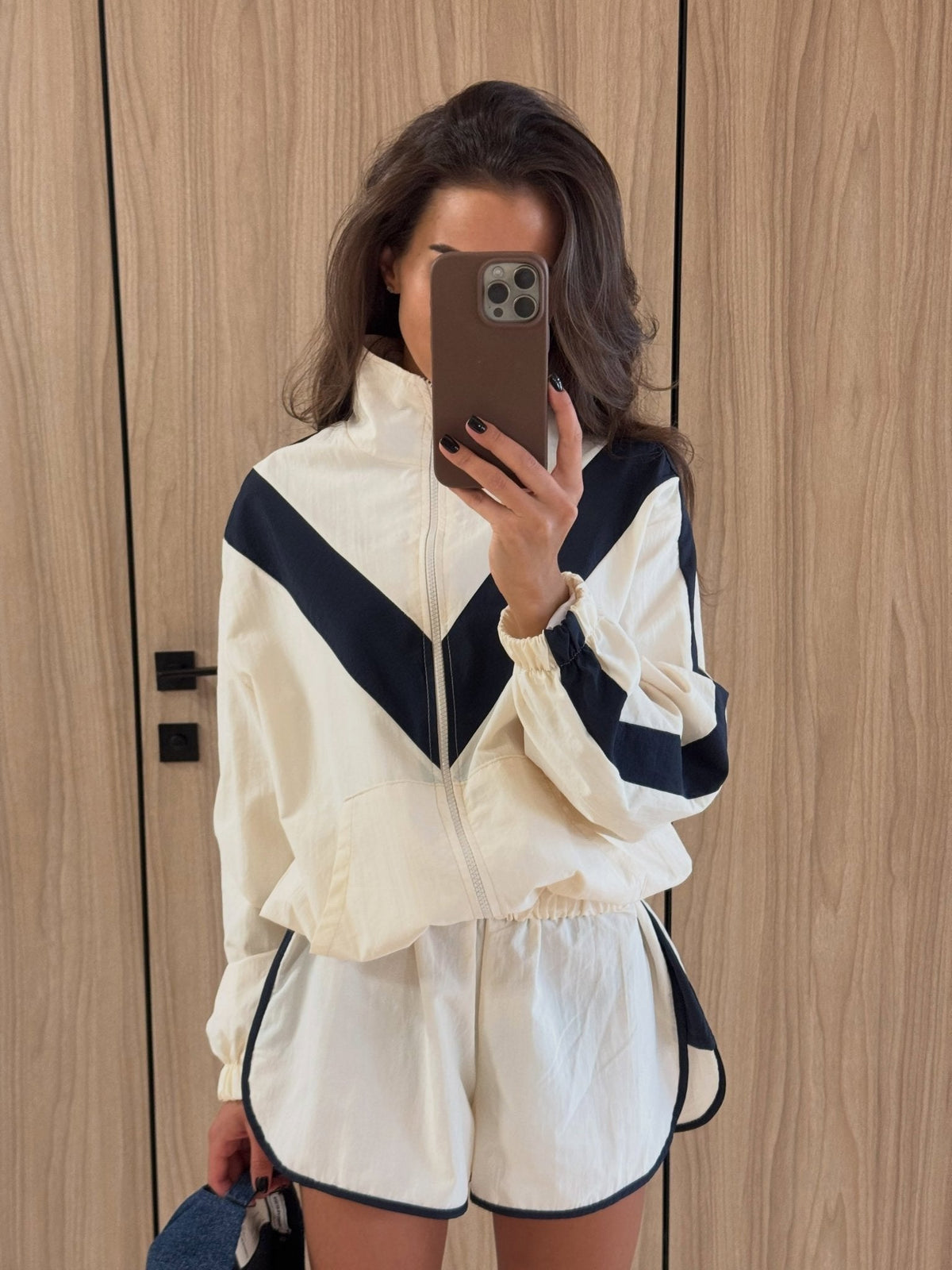 Sandra Chevron Windbreaker Shorts Set