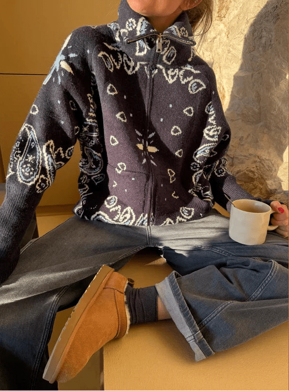 Sarah Stand Collar Knitted Cardigan