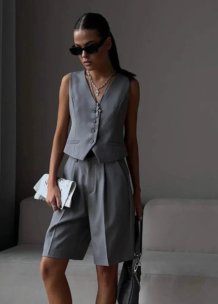 Agda Tailored Vest & Bermuda Shorts Set