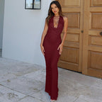 Shannon Backless Draped Long Dress