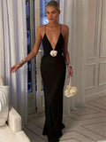 Eva Deep V Sheer Slip Maxi Dress