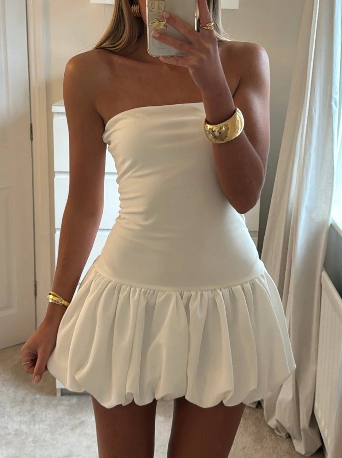 Jane Drop-Waist Bubble-Hem Dress