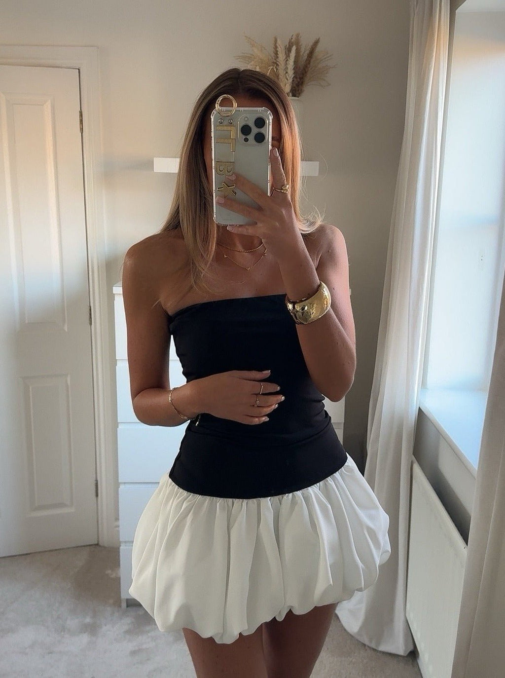 Jane Drop-Waist Bubble-Hem Dress