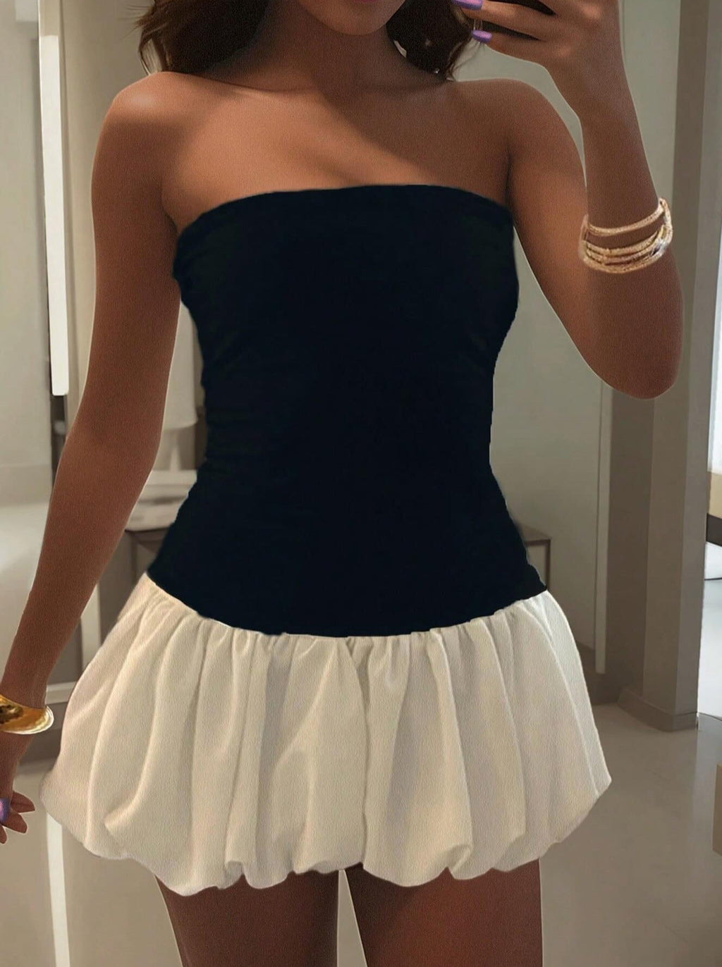 Jane Drop-Waist Bubble-Hem Dress