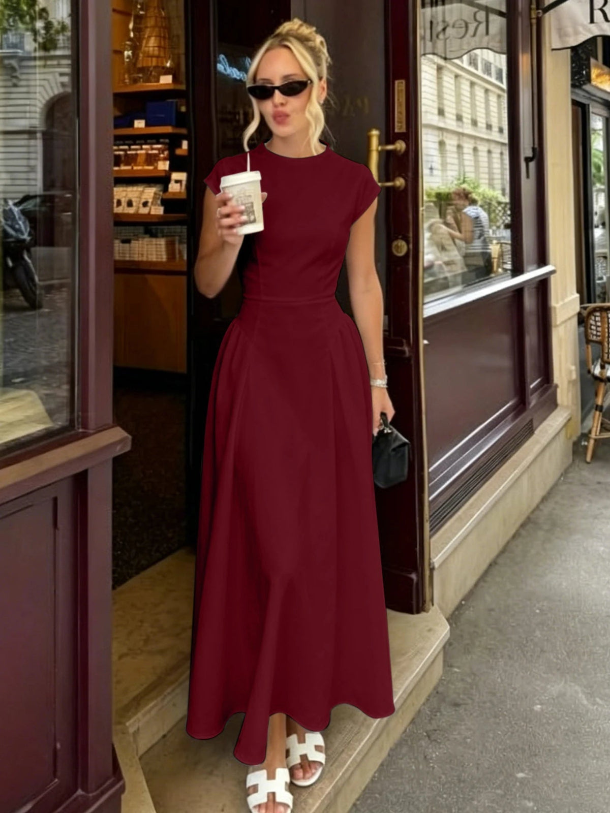 Fiona Flare Maxi Dress with Cap Sleeves