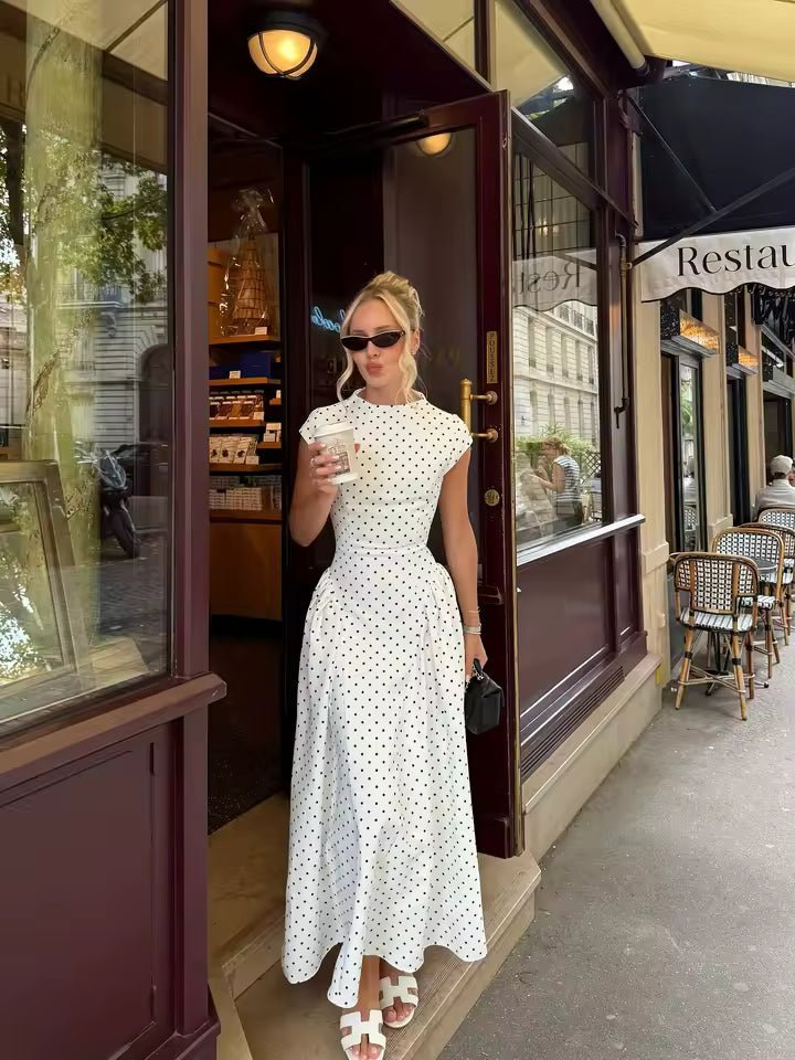 Fiona Flare Maxi Dress with Cap Sleeves