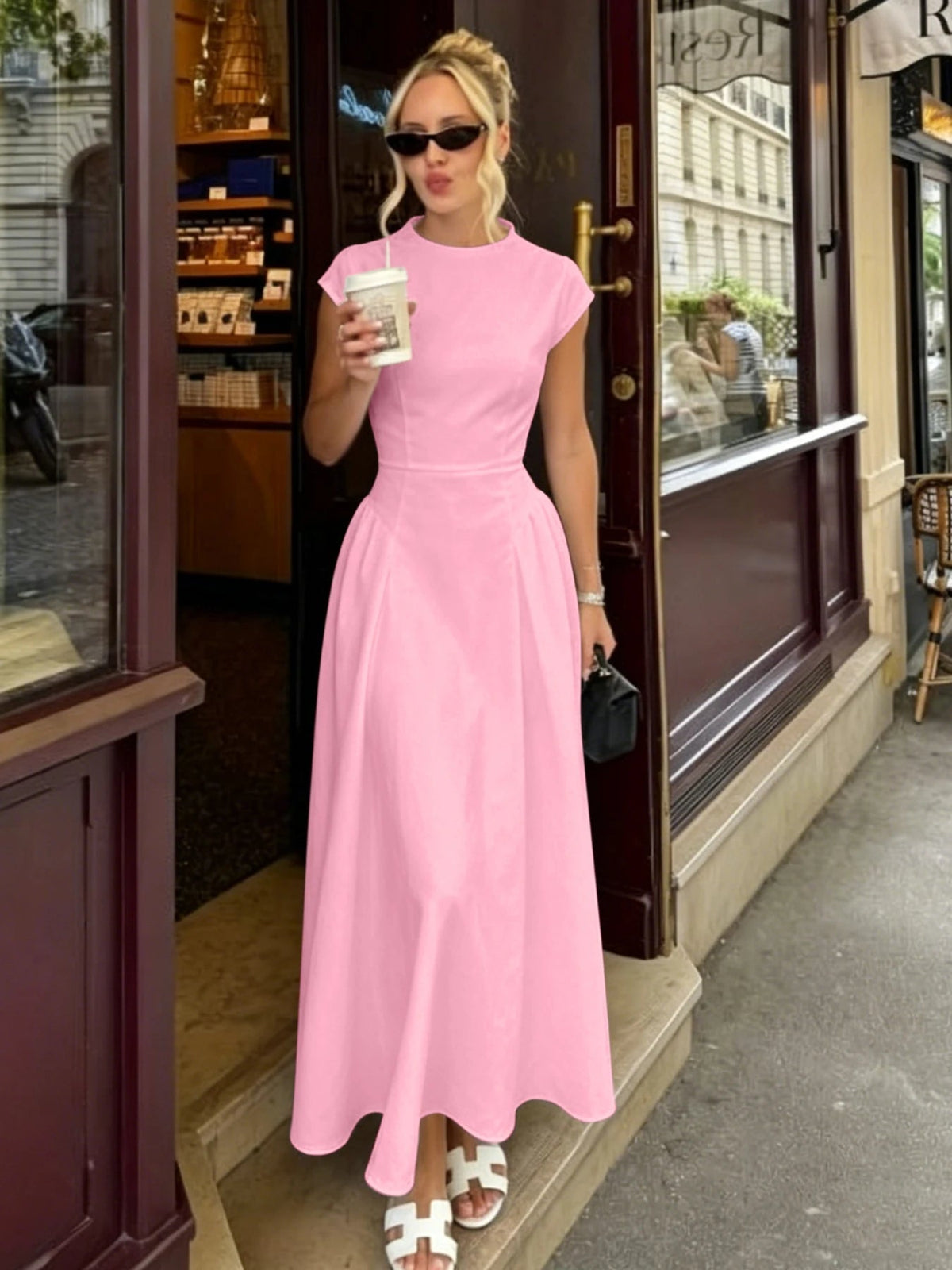 Fiona Flare Maxi Dress with Cap Sleeves