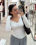 Agira V-Neck Lace Top