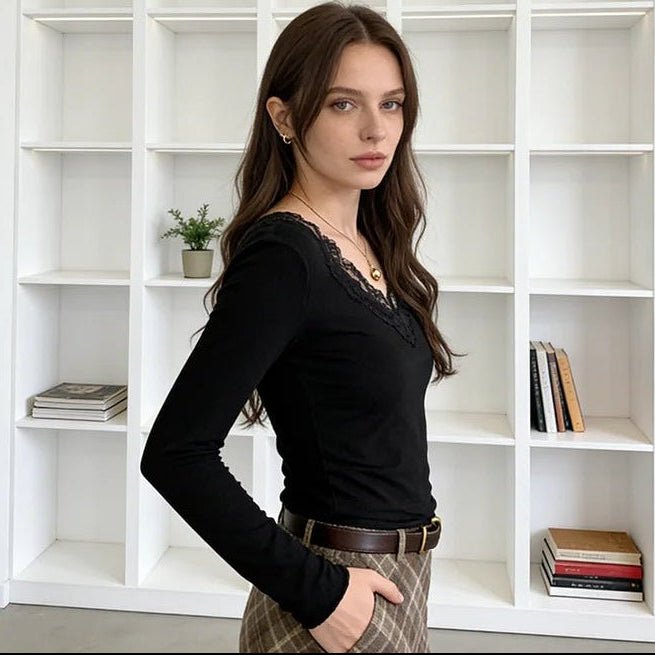 Agira V-Neck Lace Top