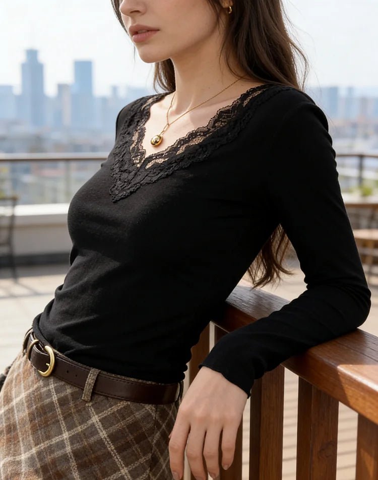 Agira V-Neck Lace Top