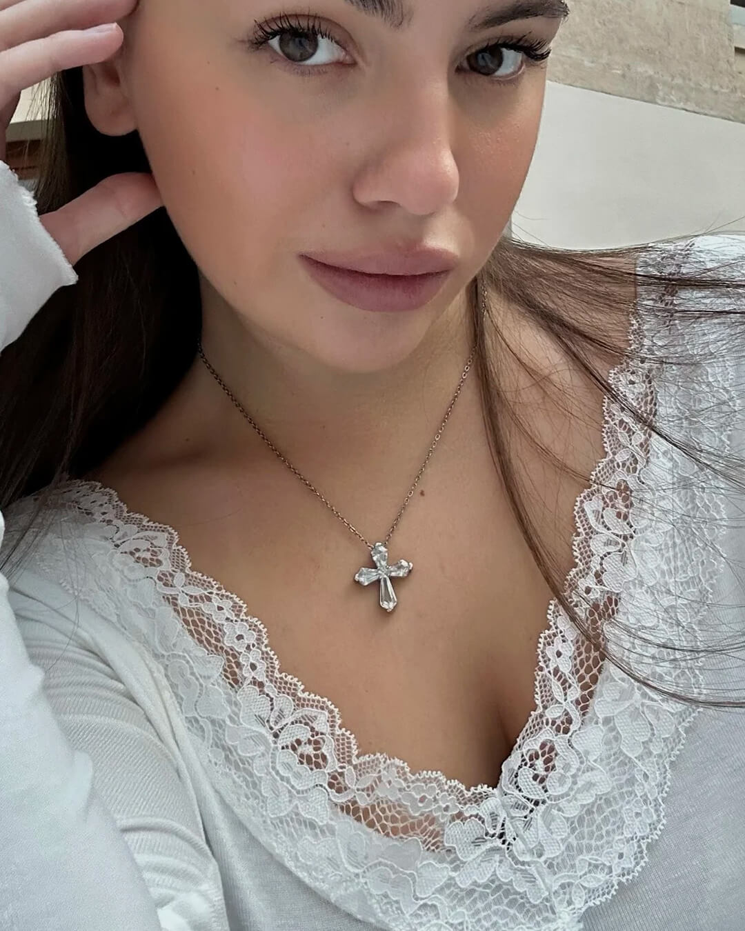 Agira V-Neck Lace Top