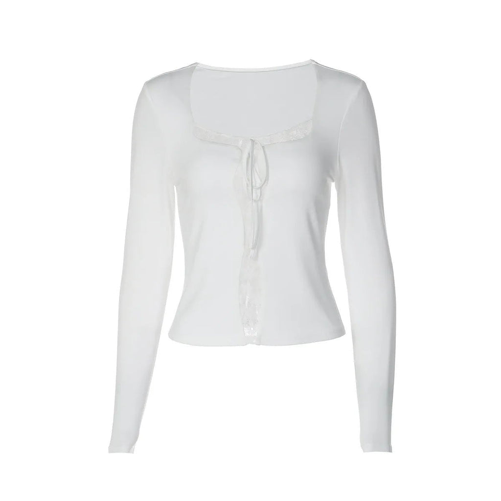 Aglaia Lace Patchwork Square Neck Crop Top