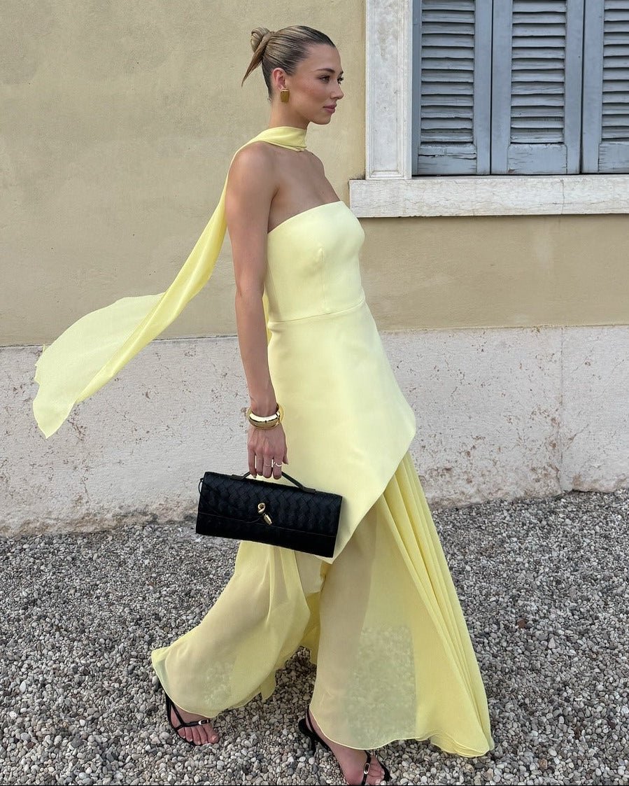 Alice Asymmetric Sheer Maxi Dress