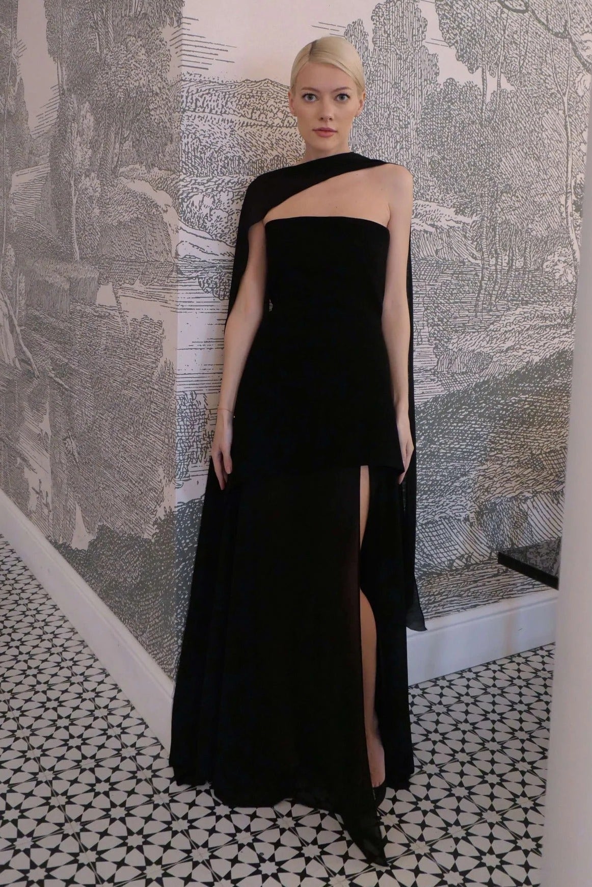 Alice Asymmetric Sheer Maxi Dress