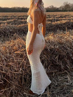Lena Crochet Halter Midi Dress