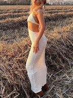 Lena Crochet Halter Midi Dress