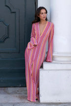 Claudia Crochet Stripe Flare Sleeve Maxi Dress