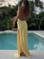 Nadia Deep Neck Maxi Dress
