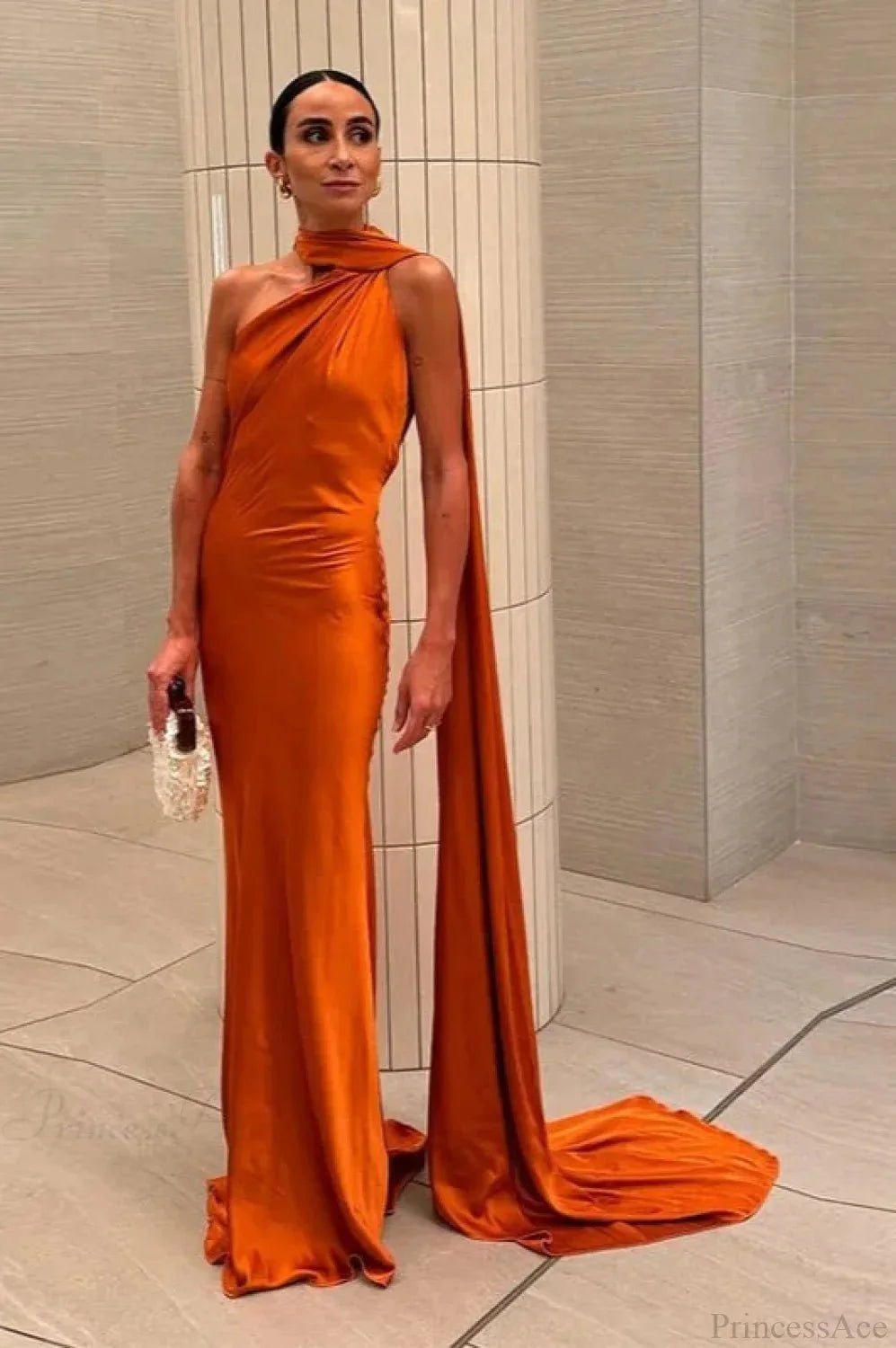 Anne Elegant Satin Halter Dress