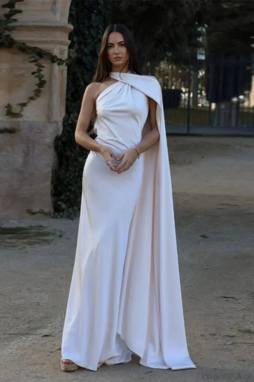 Anne Elegant Satin Halter Dress