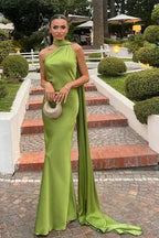 Anne Elegant Satin Halter Dress