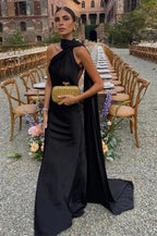 Anne Elegant Satin Halter Dress